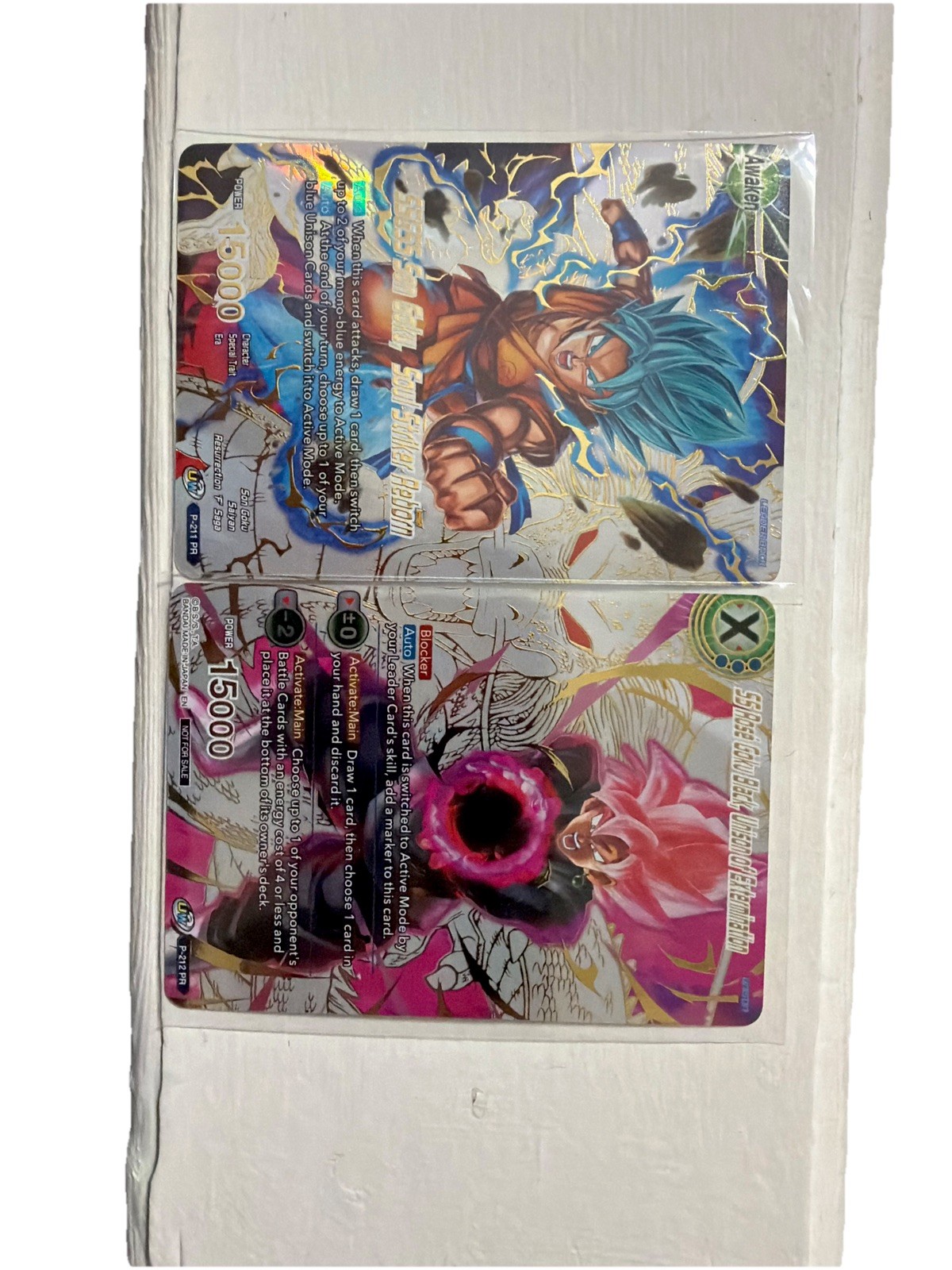 Dragon Ball Super TCG Son Goku Soul Striker P-211 PR & Rose Goku Black P-212 PR