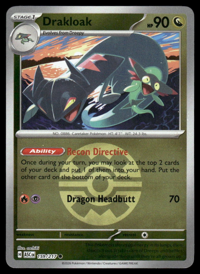 Drakloak (Quick Ball) 159/217 Holo Ascended Heroes Pokemon Reverse Holo NM