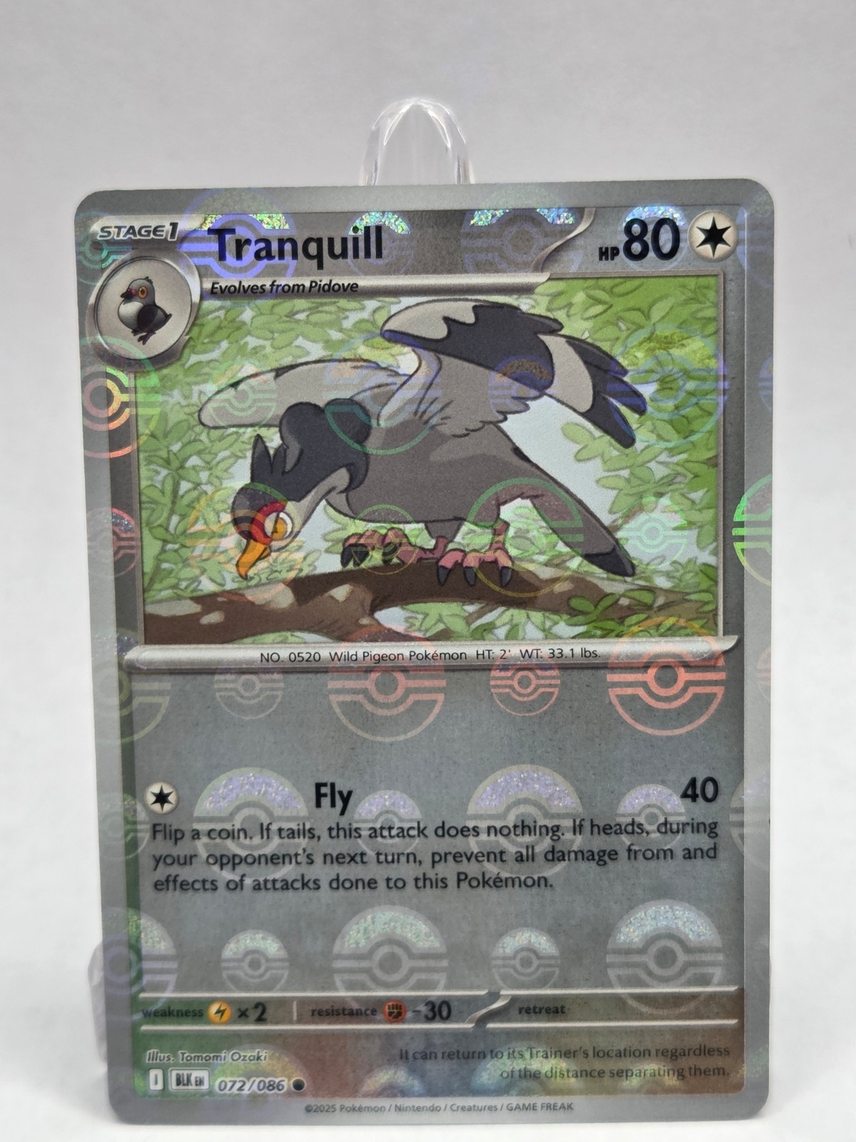Tranquill Reverse Holo (Poke Ball Pattern) 072/086 Sv: Black Bolt