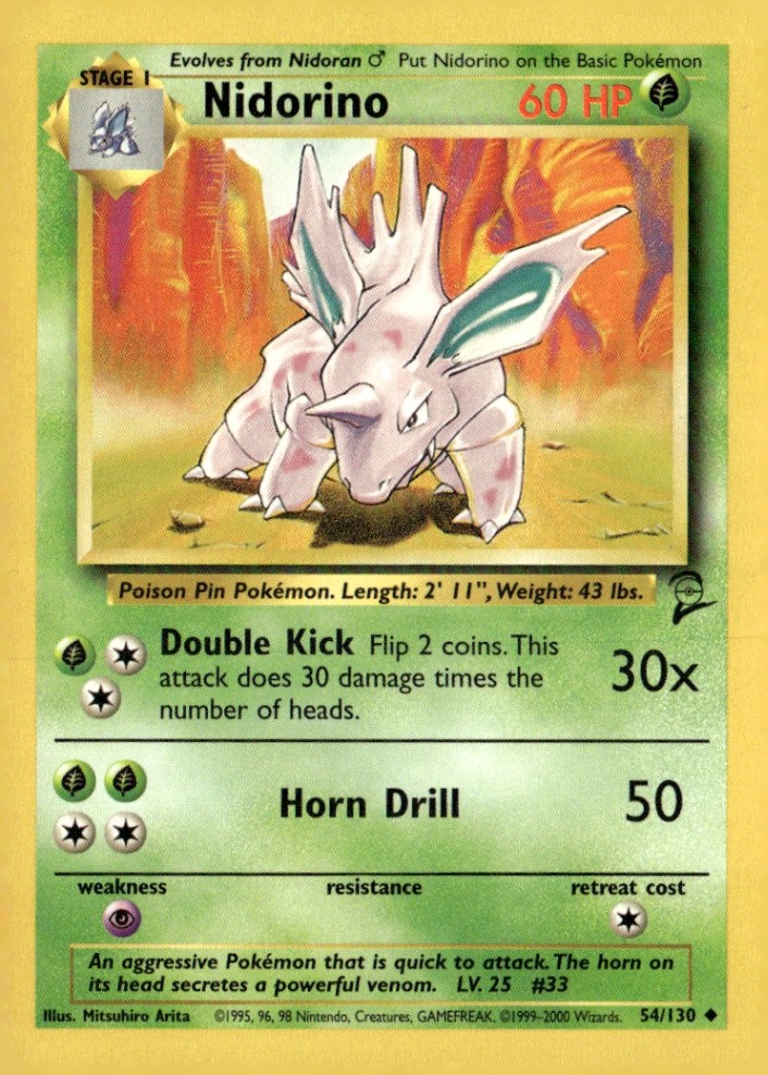 Nidorino Uncommon Base Set 2 054/130 LP