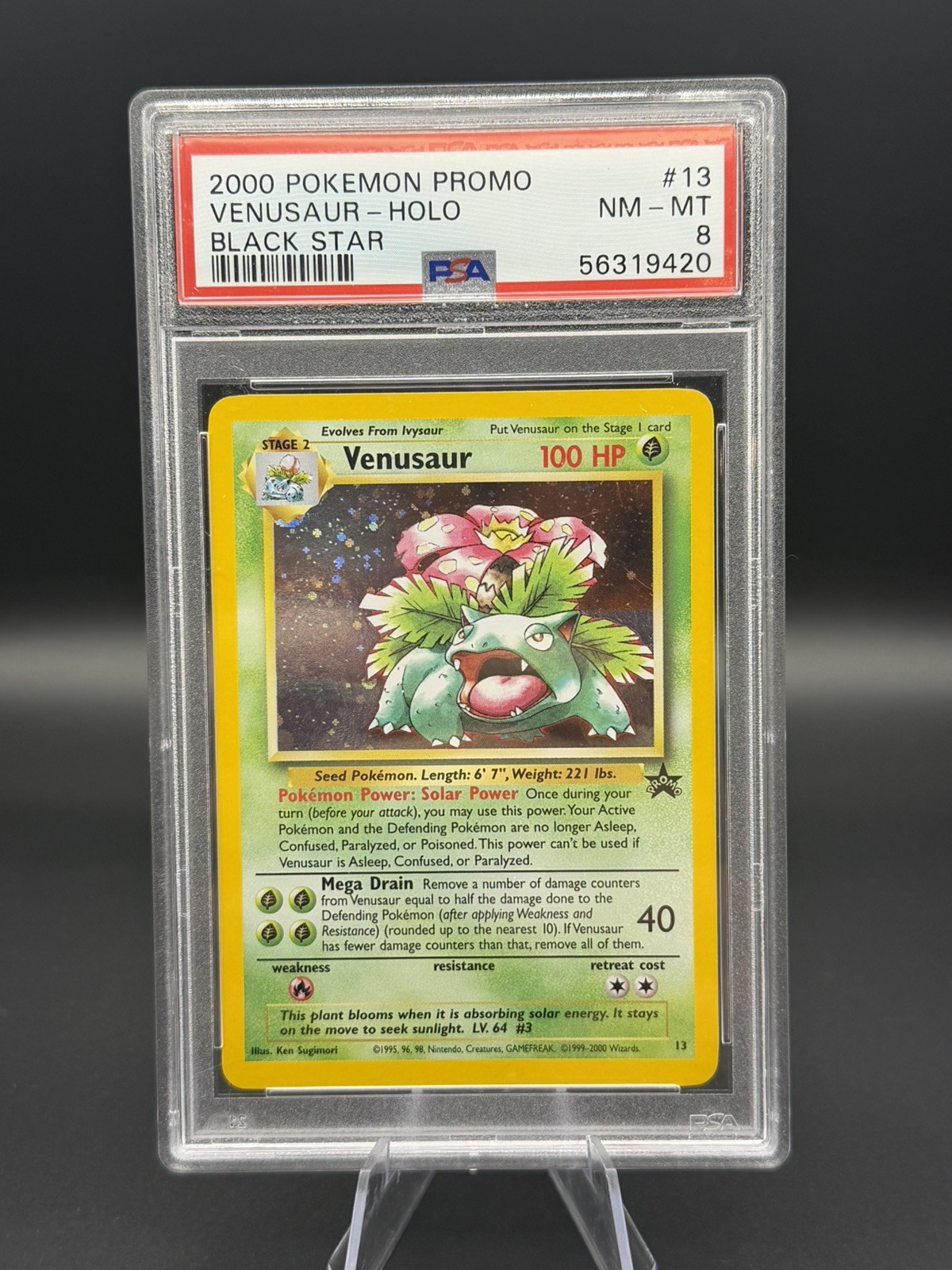 2000 POKEMON PROMO BLACK STAR #13 VENUSAUR-HOLO PSA 8
