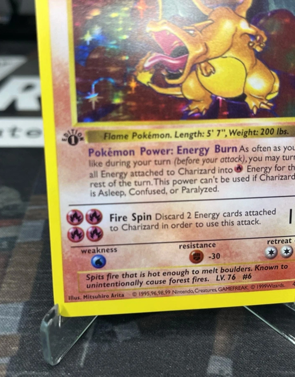 1st Edition Shadowless Charizard 4/102 Base Set Holo Pokemon * PRXY (REPLIK) *