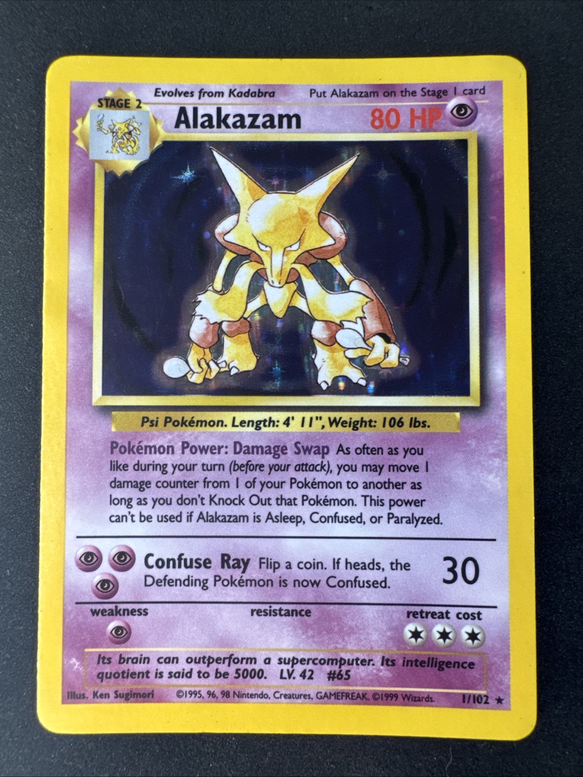 Alakazam 001/102 Base Set Holo Pokemon