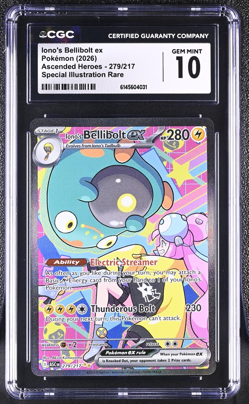2026 Pokemon Mega Evolution Iono’s Bellibolt ex 279/217 Ascended Heroes CGC 10