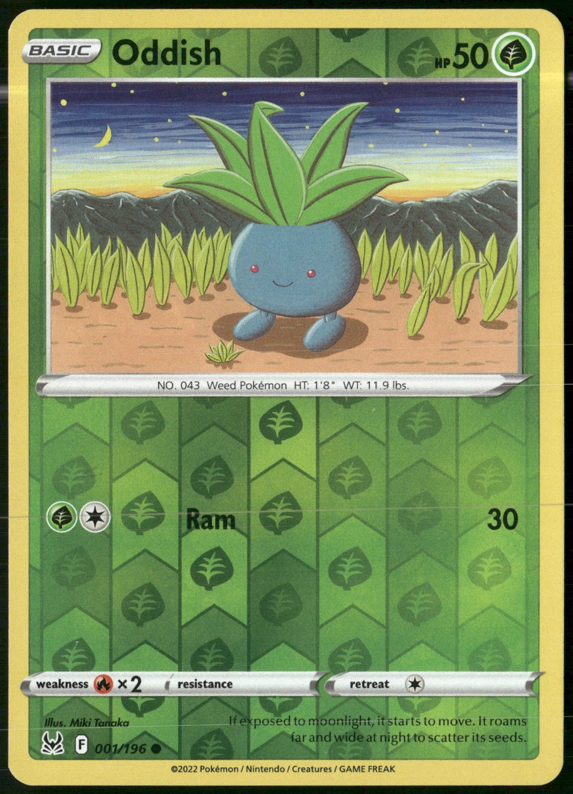 Oddish Reverse Holo 001/196 SWSH11: Lost Origin NM
