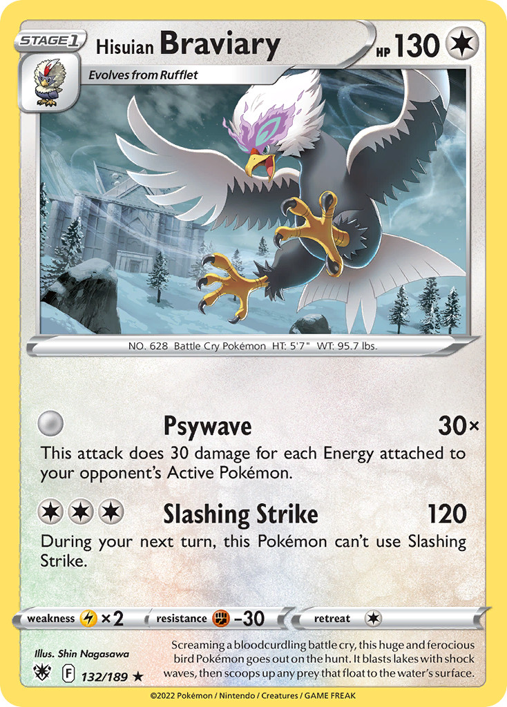 Hisuian Braviary 132/189 Astral Radiance Reverse Holo Rare MP