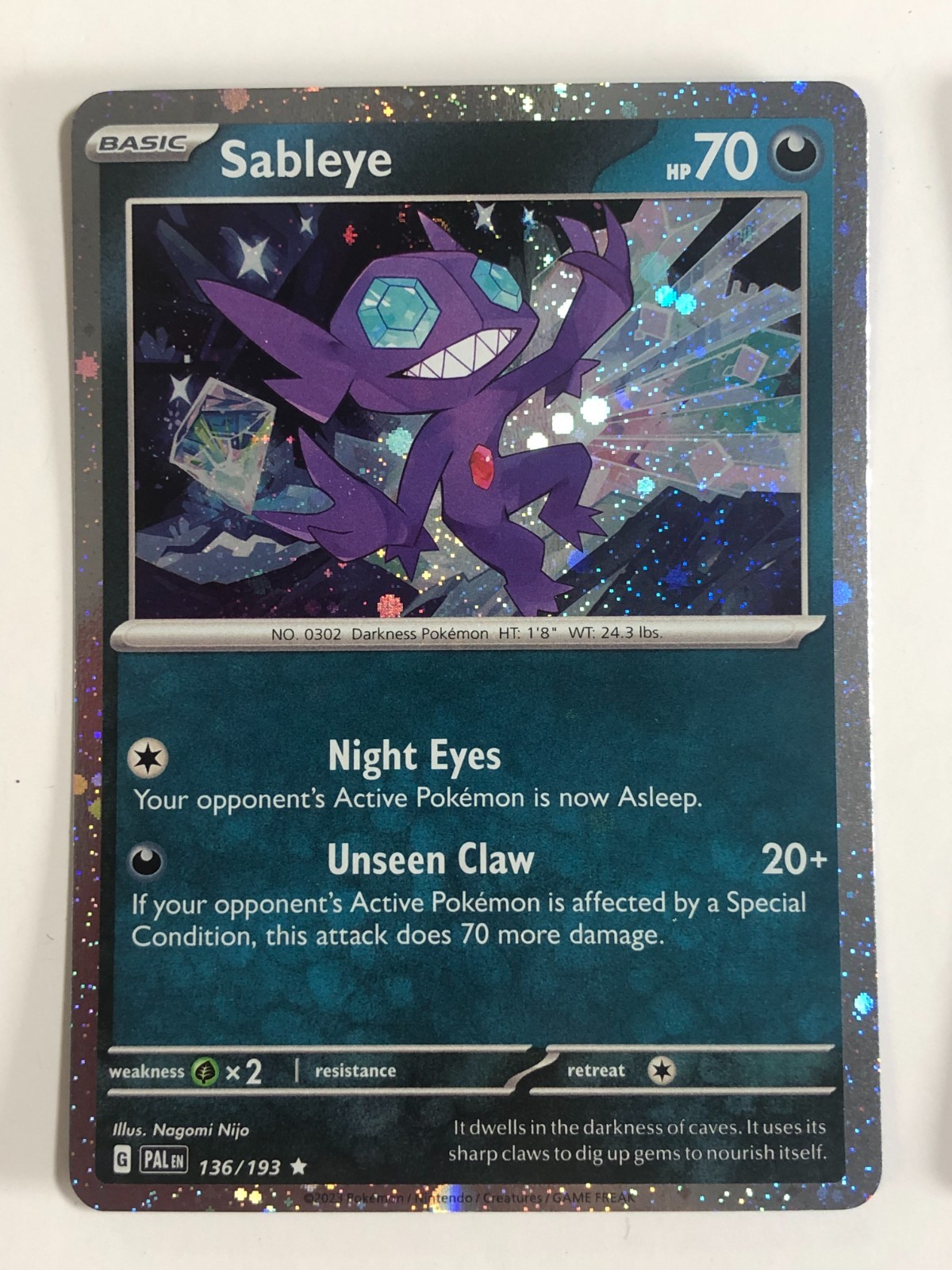 Pokemon TCG Promo Paldea Evolved Cosmos Holo Sableye 136/193 NM