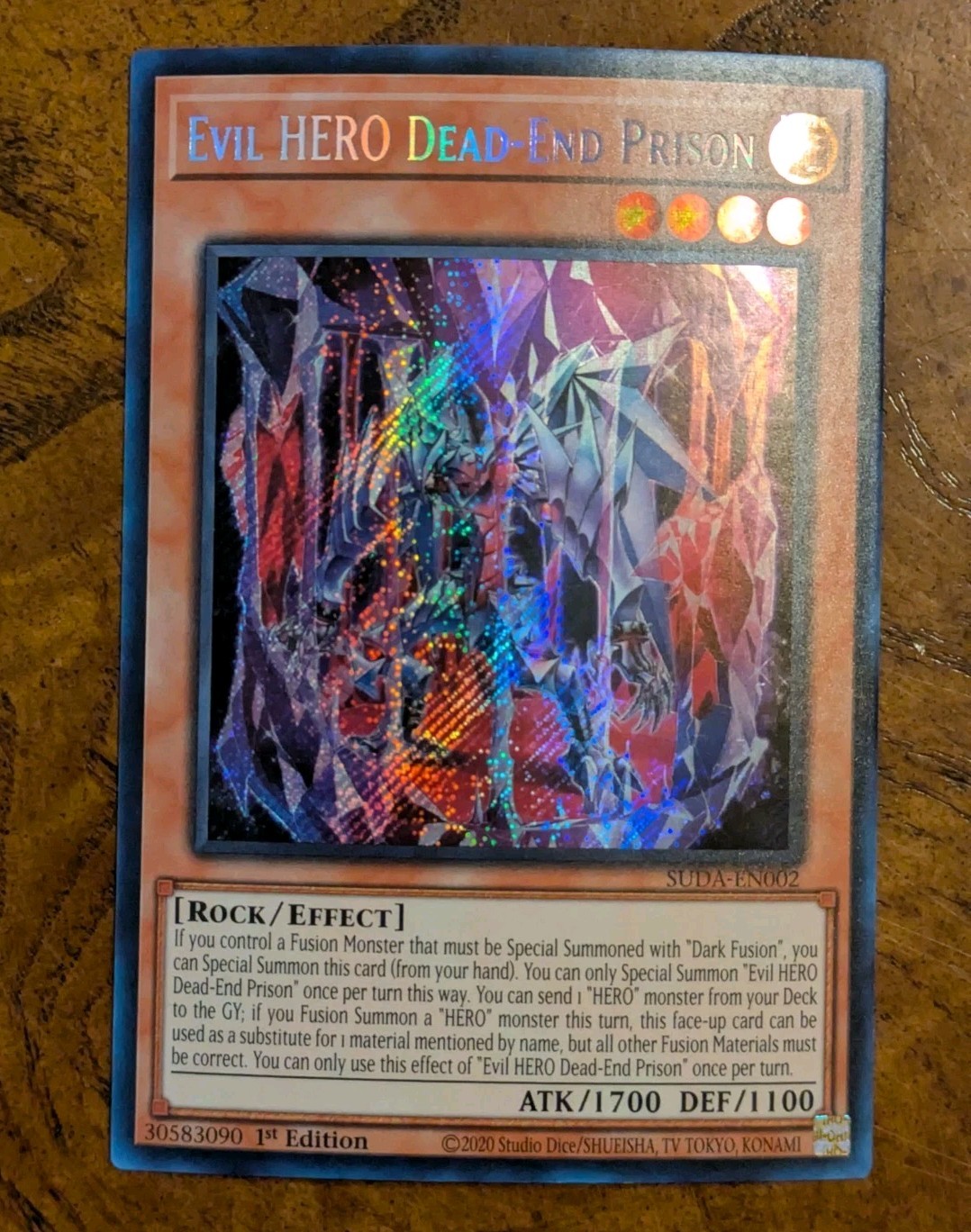 Evil HERO Dead-End Prison SUDA-EN002 1st Edition Near Mint Secret Rare Yu-Gi-Oh!