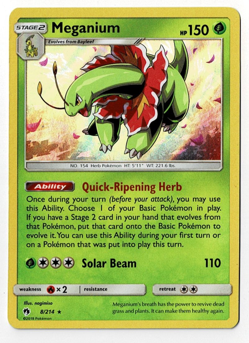 2018 SM – Lost Thunder Meganium Holo Rare #8/214