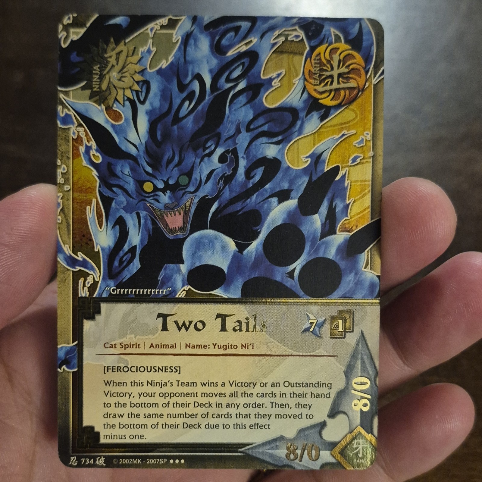 Naruto CCG “Two Tails Yugito Ni’i” SUPER Gold Foil Cat Spirit Card N-734 2007SP