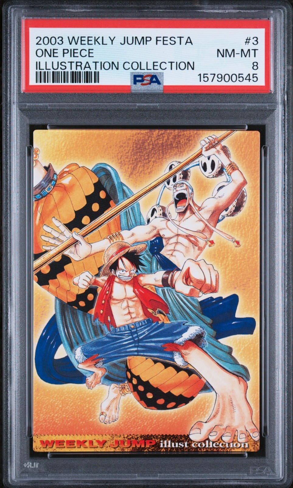 PSA 8 – One Piece Luffy & Enel #3 Weekly Jump Festa Illustration Collection 2003