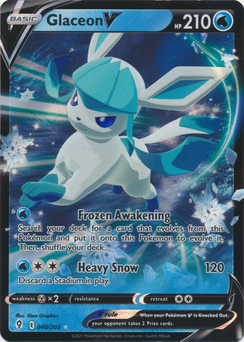 Glaceon V – 040/203 Ultra Rare Evolving Skies NM Pokemon TCG