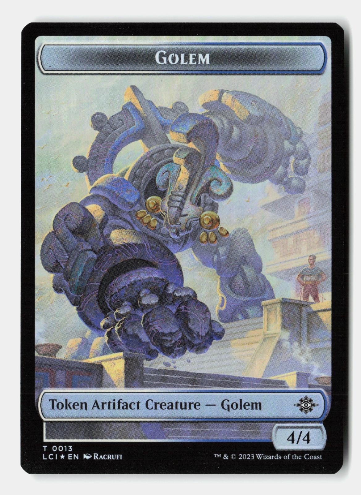 Treasure/ Golem Double-Sided Token 18/13 The Lost Caverns of Ixalan MTG Foil NM