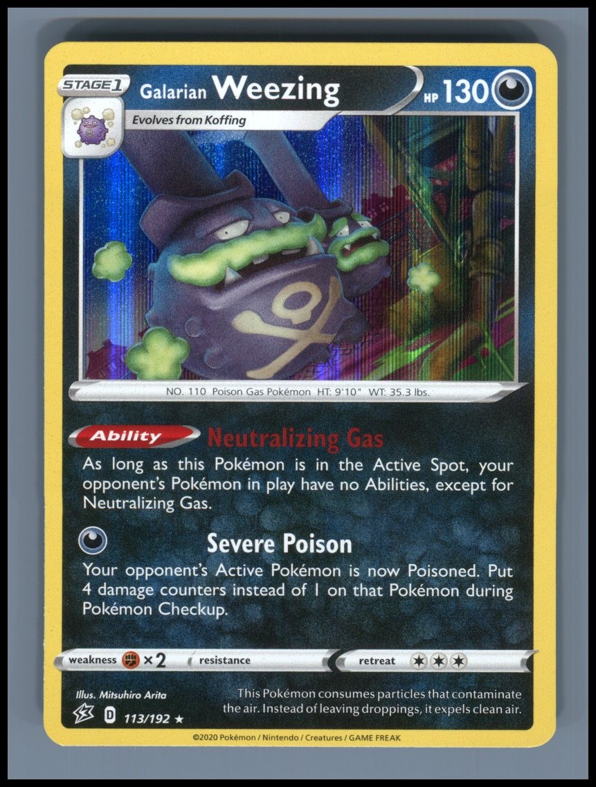 Galarian Weezing 113/192 Holo Rare Rebel Clash Pokemon Holo Lightly Played