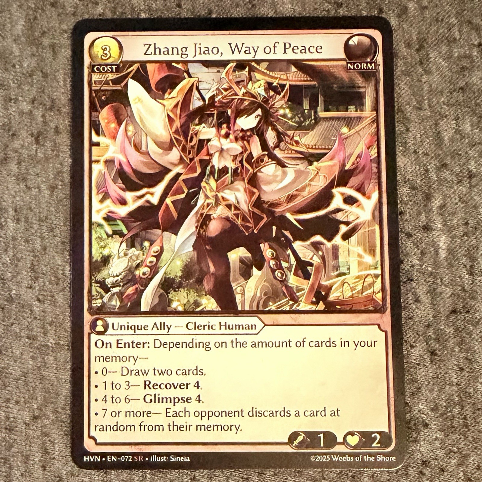 Grand Archive TCG Abyssal Heaven Zhang Jiao Way Of Peace EN-072 SR 1st Edition