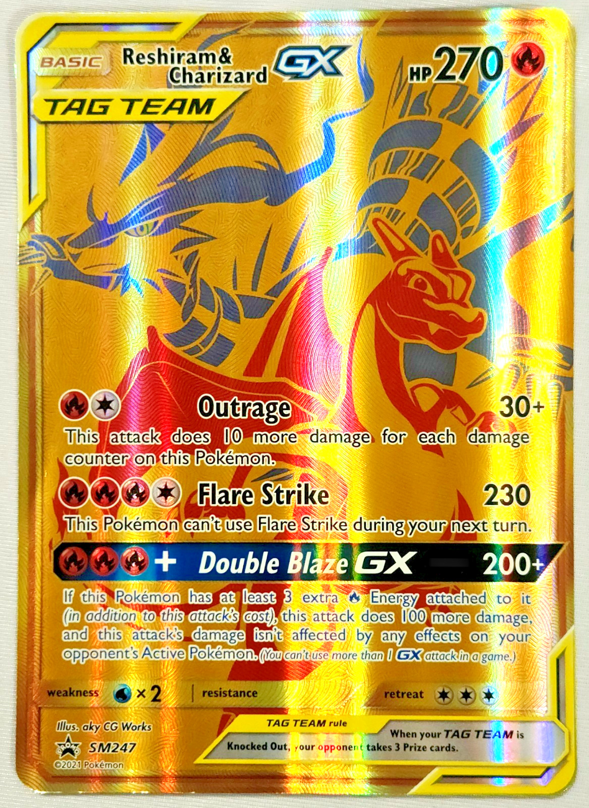 2021 Pokemon TCG Reshiram & Charizard GX Tag Team SM248 Oversized Excellent-NM/M
