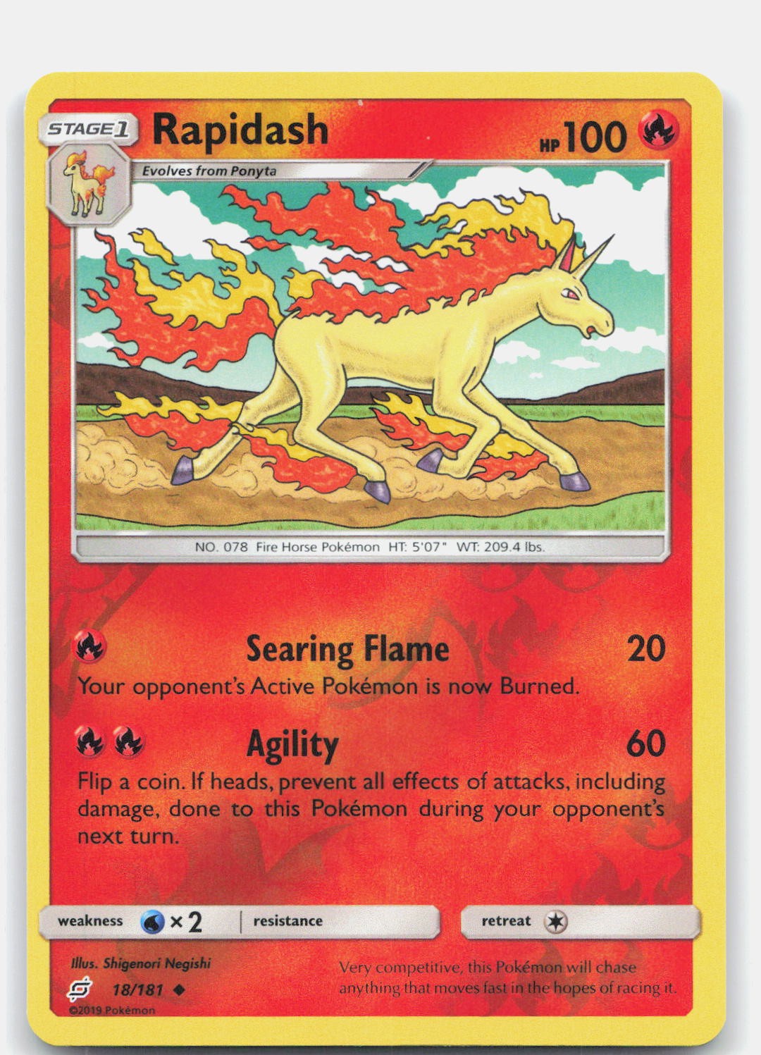 Rapidash Reverse Holo Uncommon SM – Team Up 18/181 NM