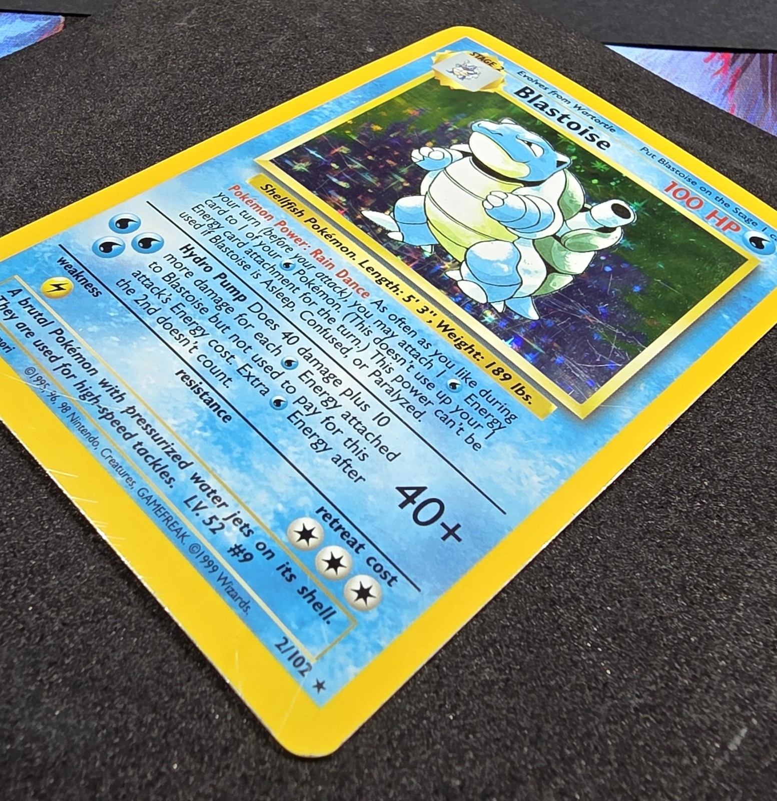 Blastoise 2/102 Base Set Holo Rare 100 HP Stage 2 Wizards Pokémon Card 1999