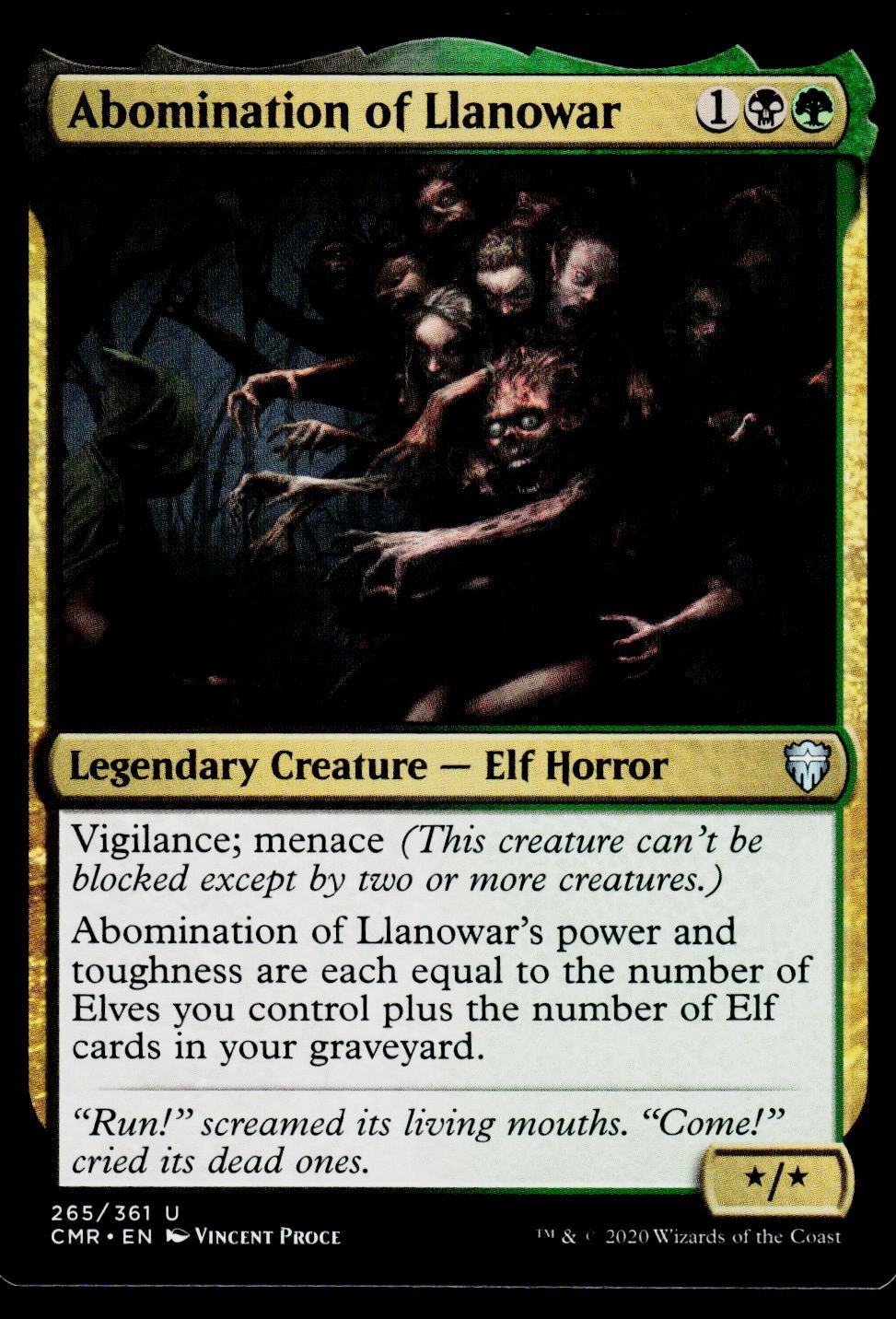 Abomination of Llanowar U Commander Legends 265 NM