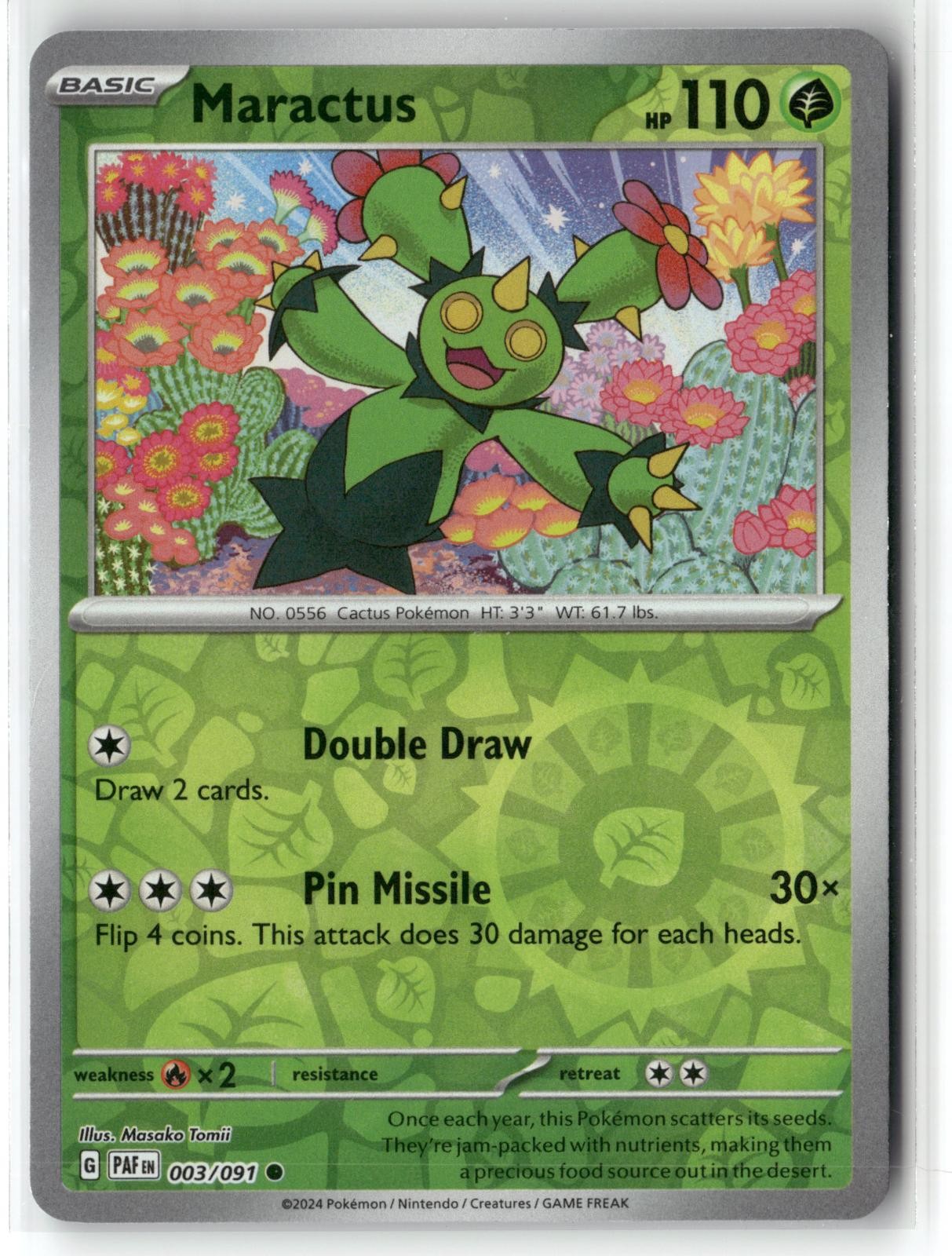 Maractus Reverse Holo Common PAF Paldean Fates 003/091 Masako Tomii