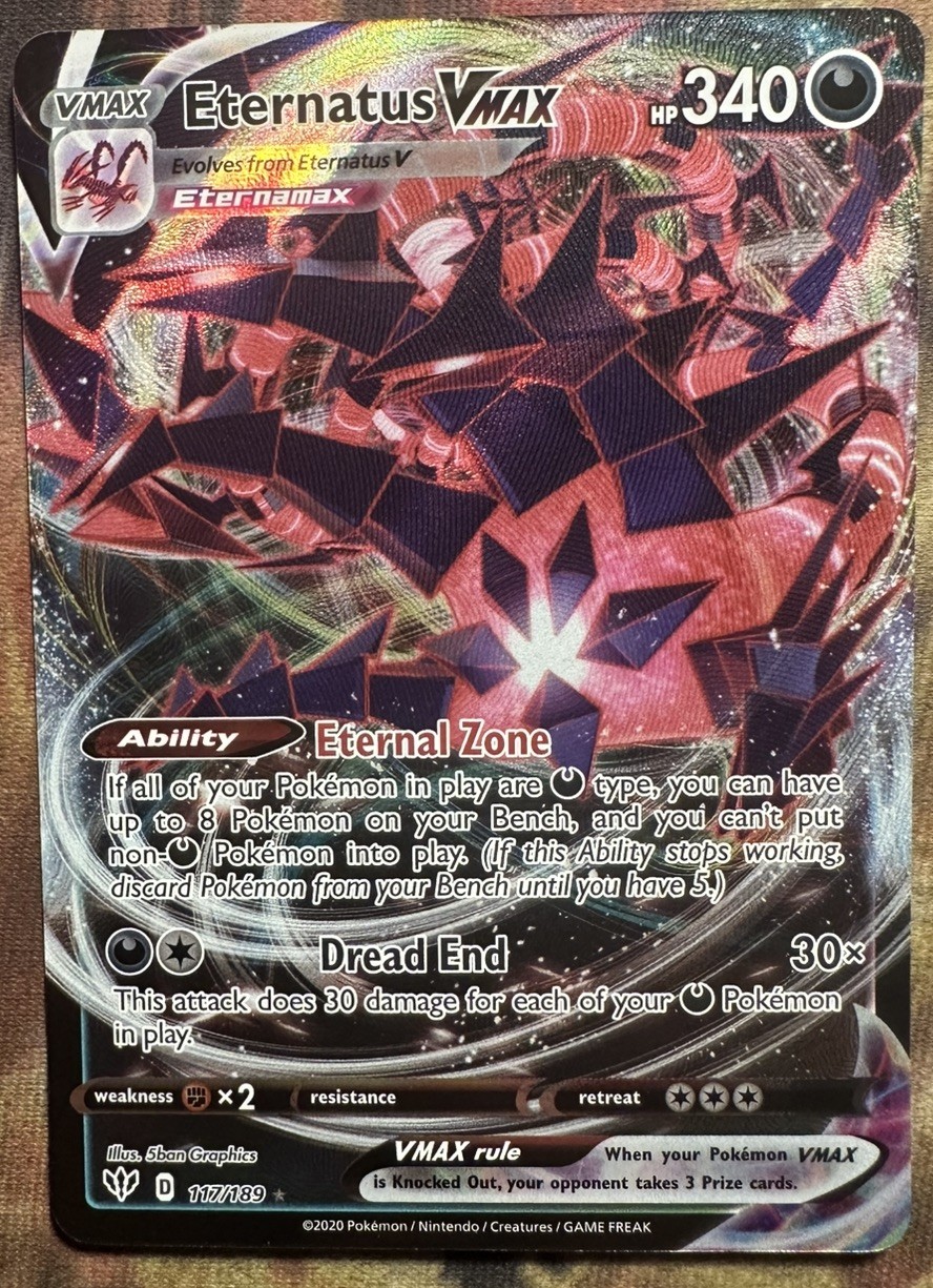 Eternatus VMAX Holo Ultra Rare SWSH03: Darkness Ablaze 117/189 NM