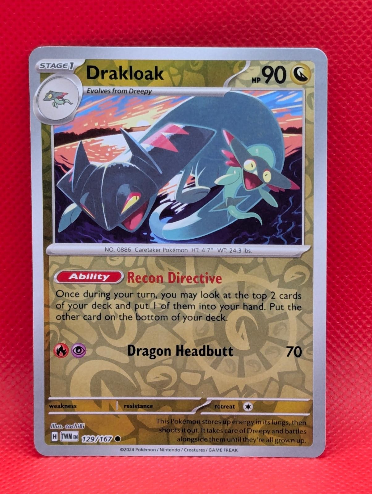 DRAKLOAK 129/167 C TWILIGHT MASQUERADE POKEMON REVERSE HOLO NM/M DRAKLOAK