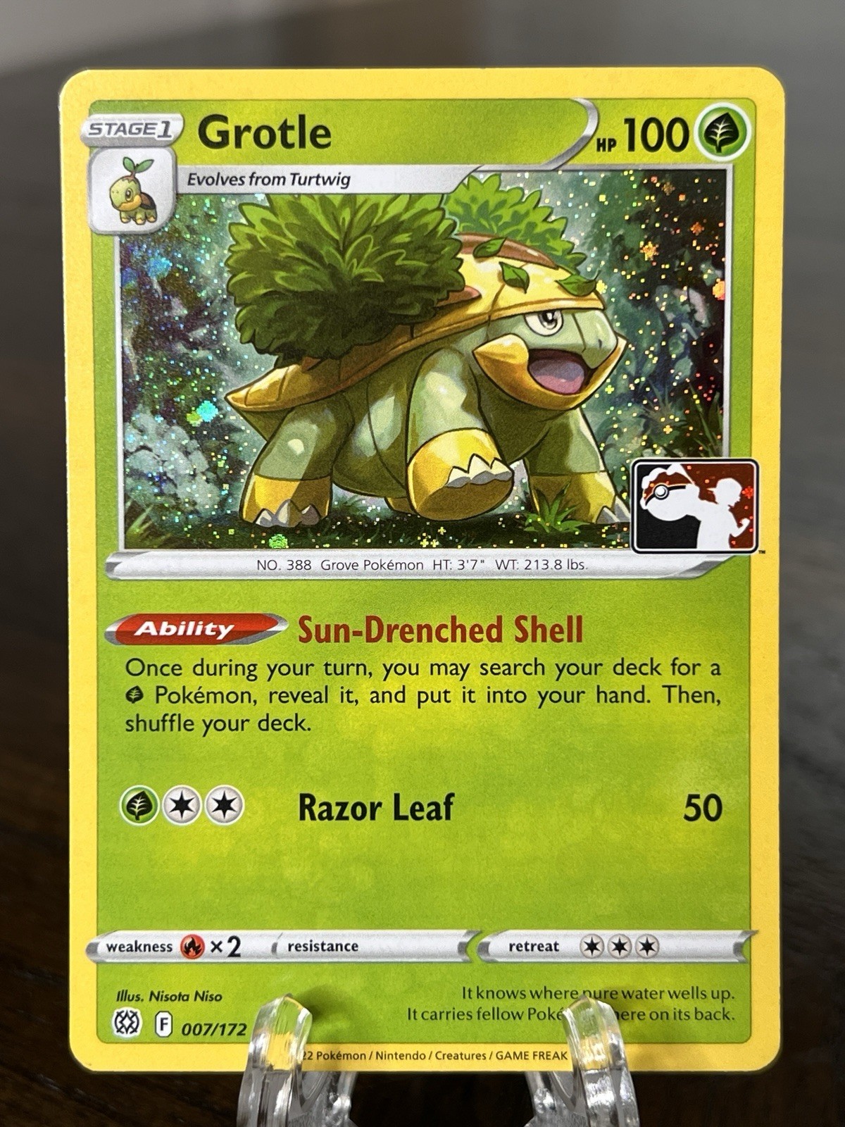 Grotle 007/172 Brilliant Stars Pokemon Prize Pack Three Stamped Holo LP/NM
