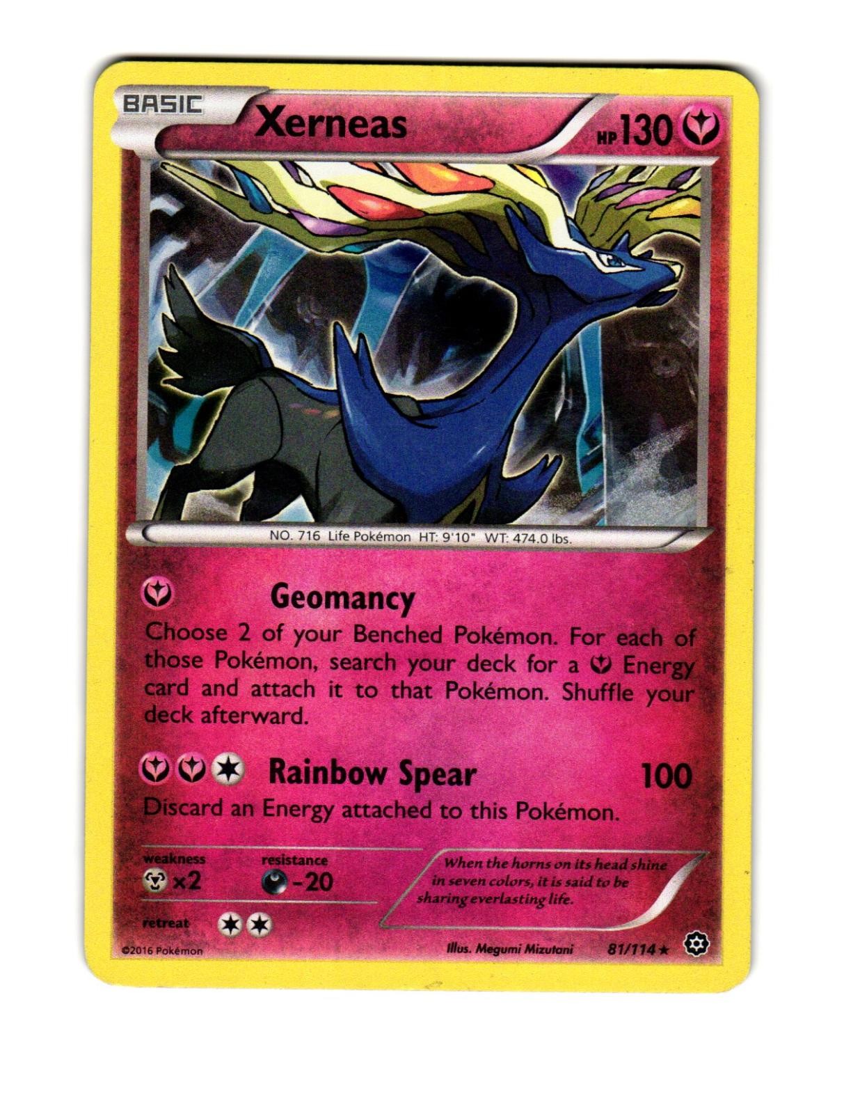 XERNEAS 81/114 HOLO RARE STEAM SIEGE POKEMON HEAVILY PLAYED