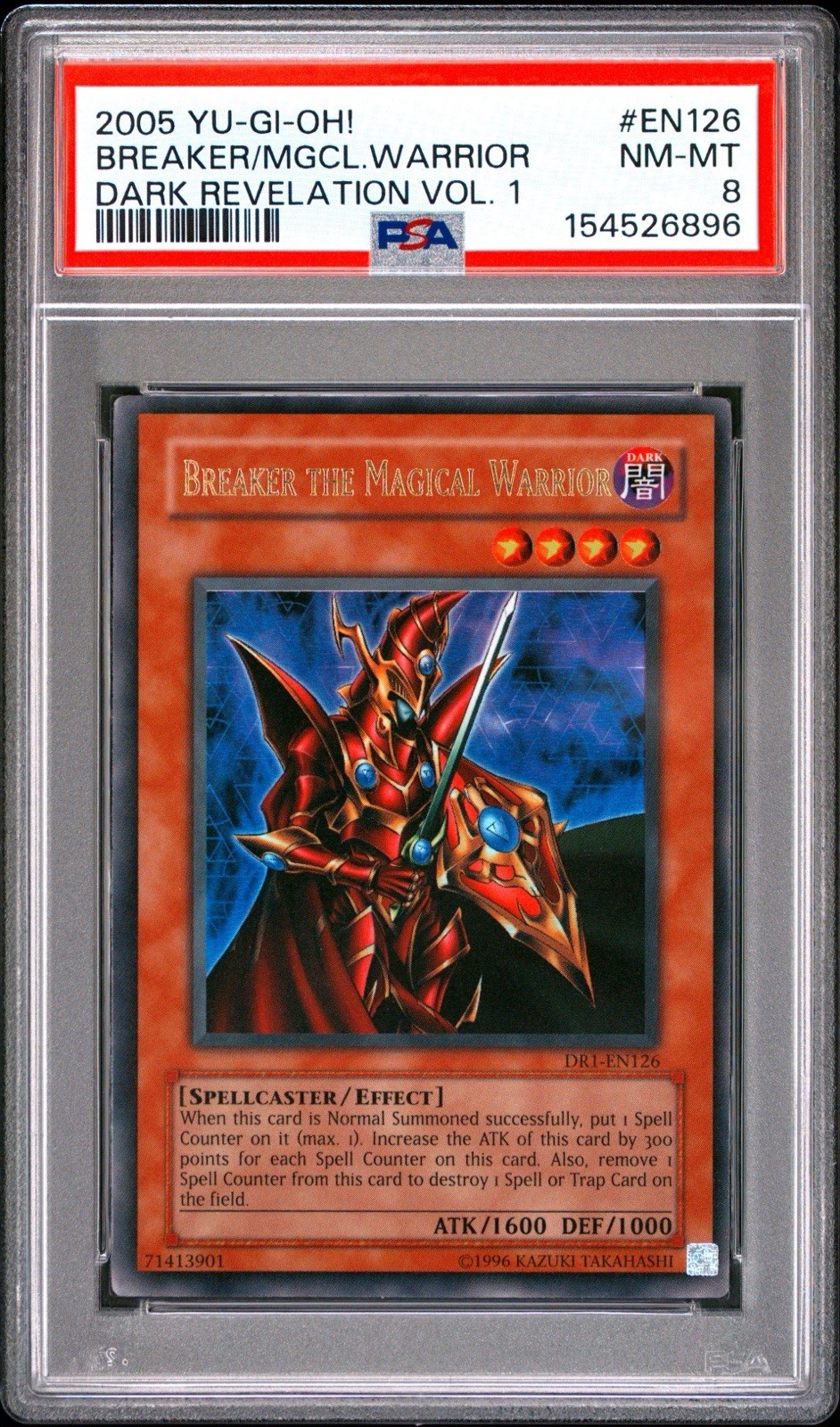 2005 YU-GI-OH DARK REVELATION VOL. 1 #EN126 BREAKER THE MAGICAL WARRIOR PSA 8