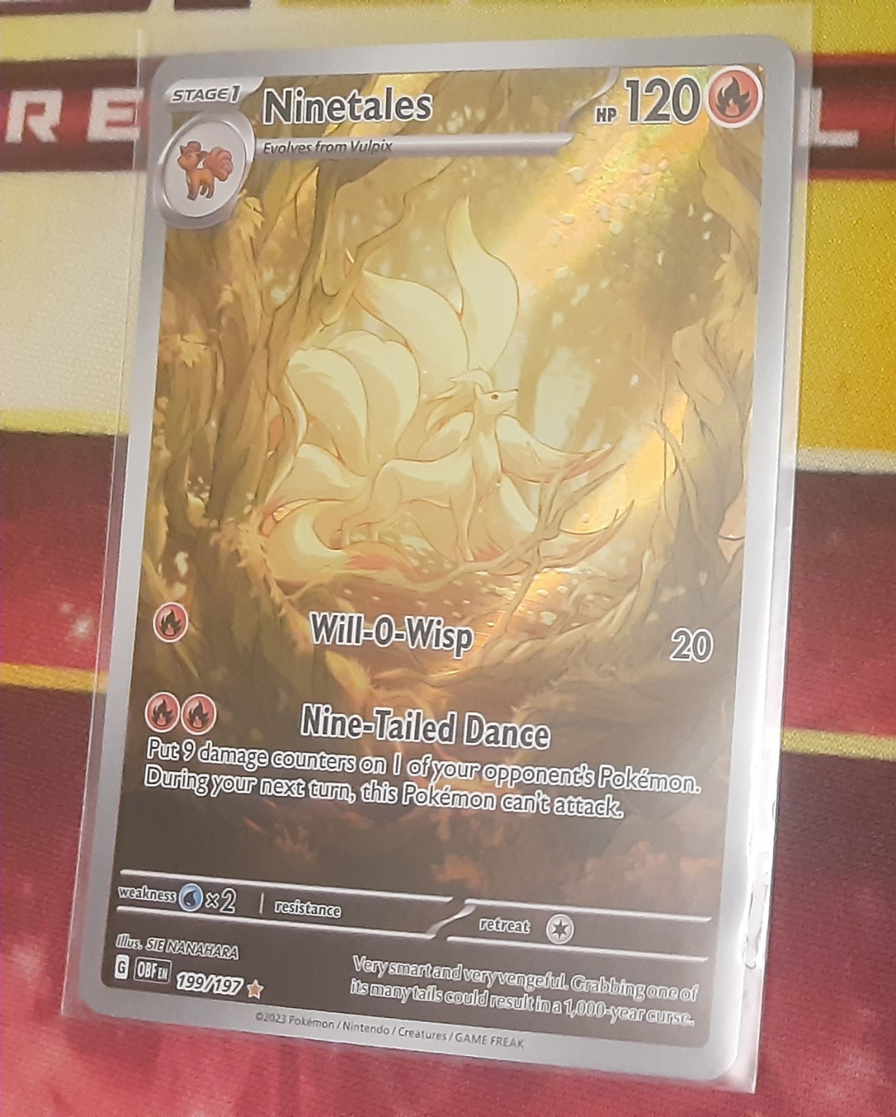 2023 Pokémon Obsidian Flames Ninetales Illustration Rare 199/197 Mint Condition