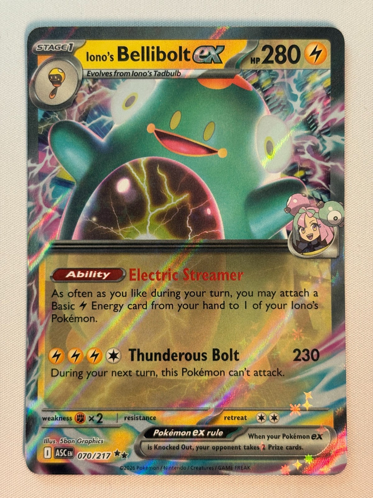 Iono’s Bellibolt ex 070/217 — Me: Ascended Heroes (NM)