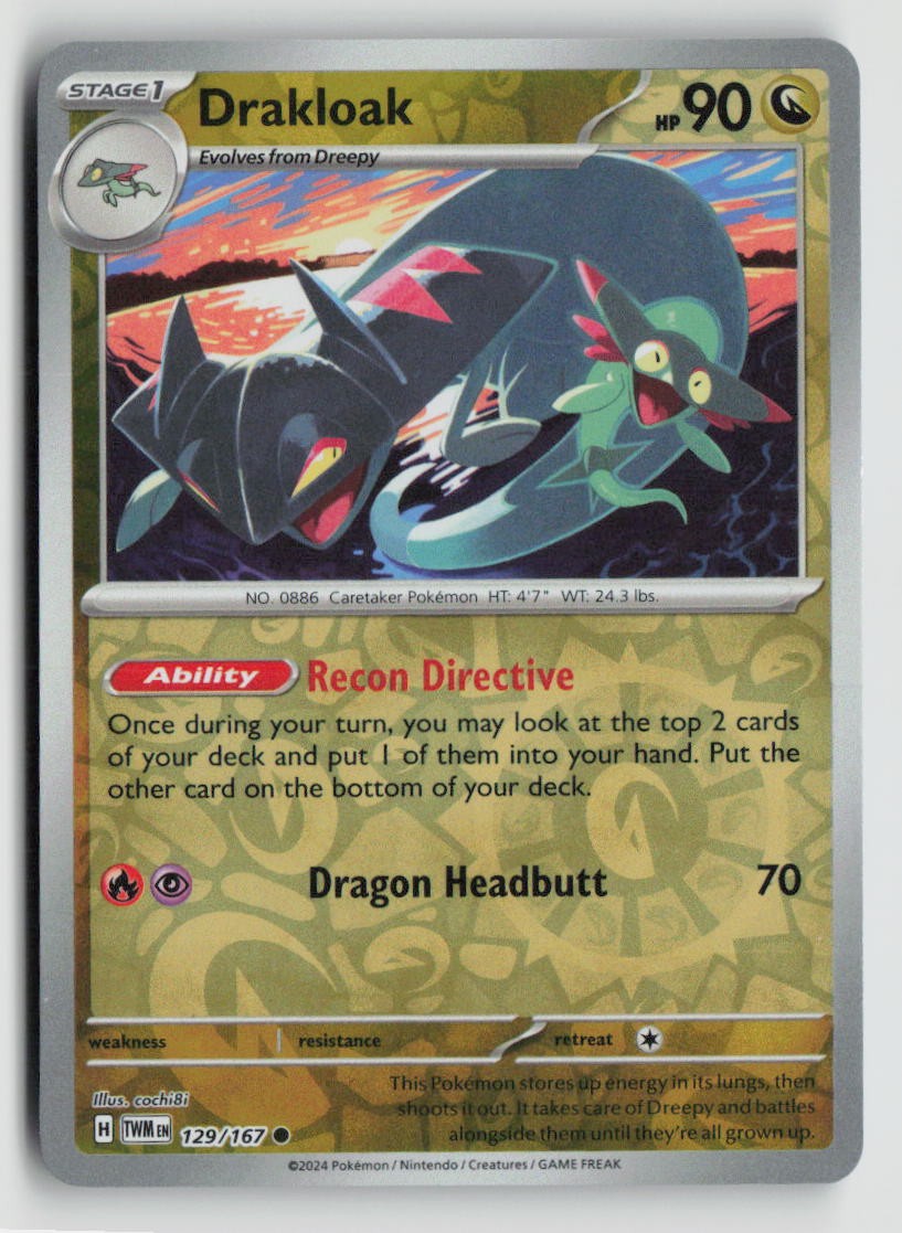 Drakloak 129/167 Pokemon Twilight Masquerade Common Reverse Holofoil NM