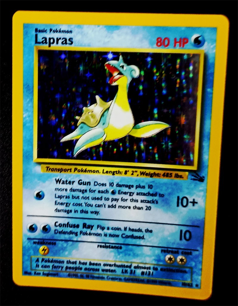 Lapras 10/62 Holo Rare Fossil Unlimited LP with Free eBay Shipping 3a