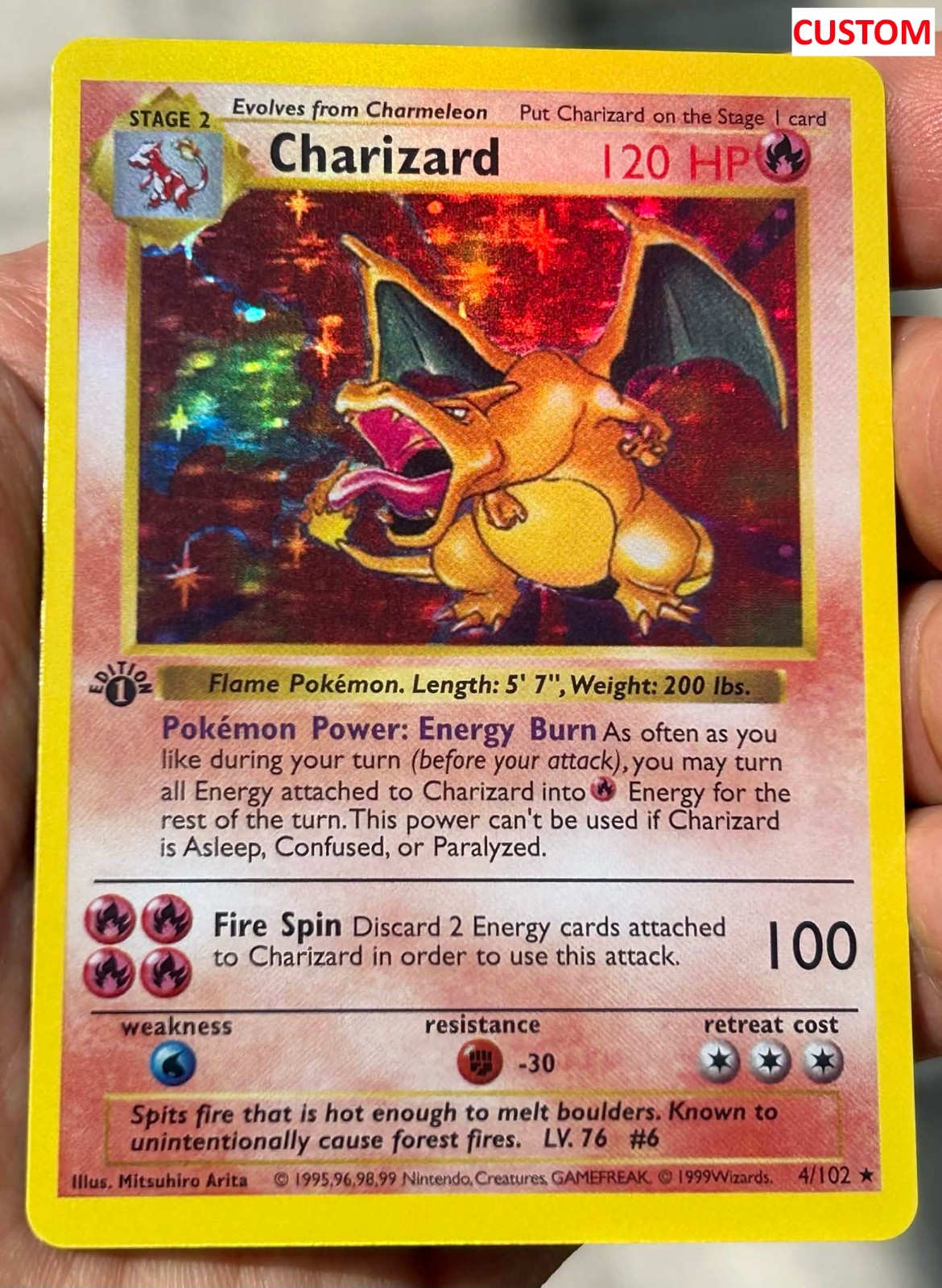 Charizard Base Style Holo Card – Fan Made Art