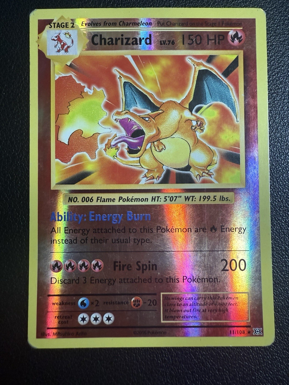 Charizard – Reverse Holo Rare XY – Evolutions 11/108 – Heavy Play