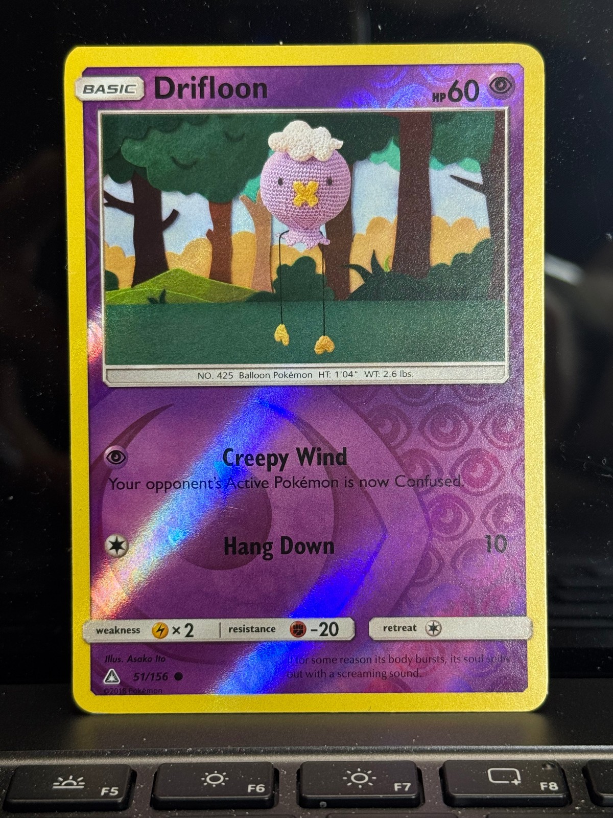 Pokemon Drifloon 51/156 Reverse Holo Sun & Moon Ultra Prism NM- Pokemon Card