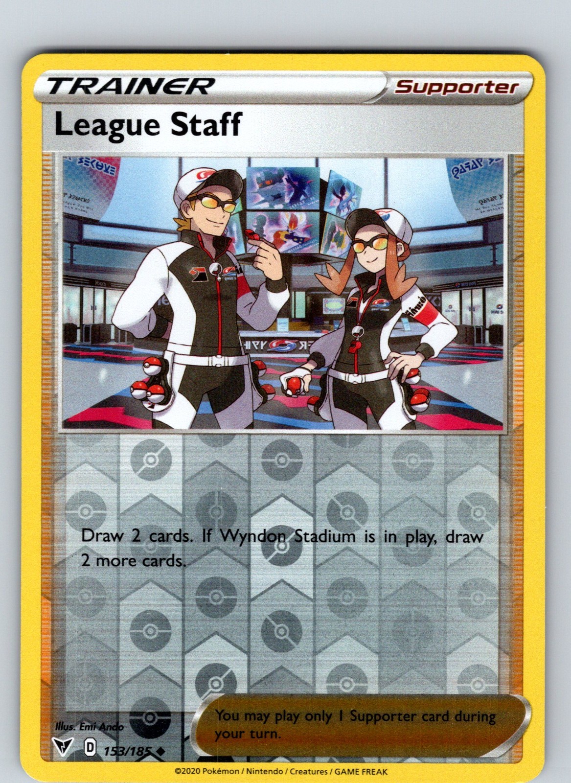 League Staff 153/185 2020 Vivid Voltage Reverse Holo Uncommon