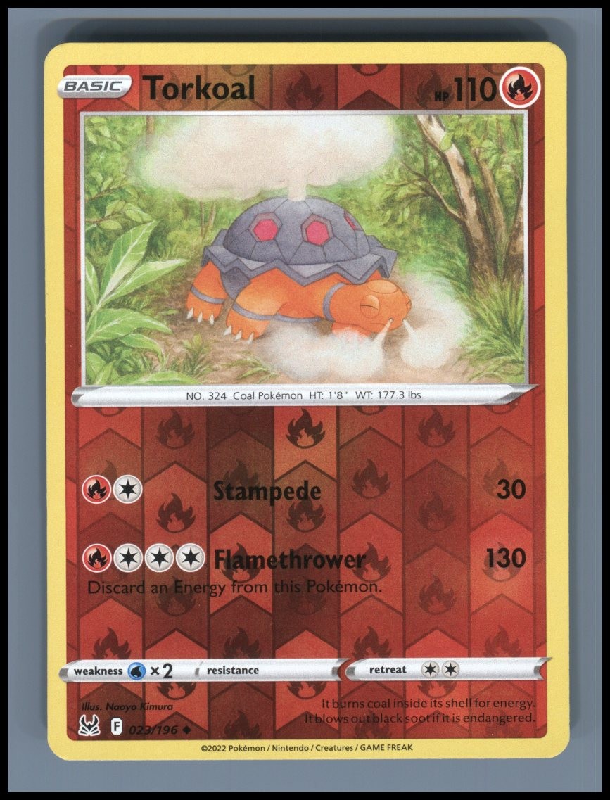 Torkoal 023/196 Uncommon Lost Origin Pokemon Reverse Holo Lightly Played
