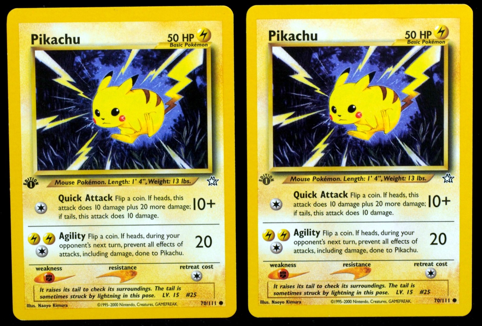 Pikachu 1st Ed. Grey Stamp Error #70/111 Neo Discovery NM/M Pokemon Card