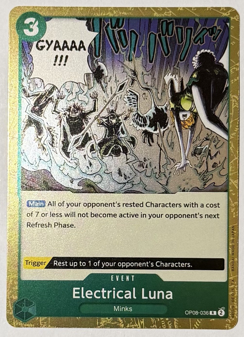 Bandai One Piece Card Game Electrical Luna OP08-036 Event Full Art Foil EN