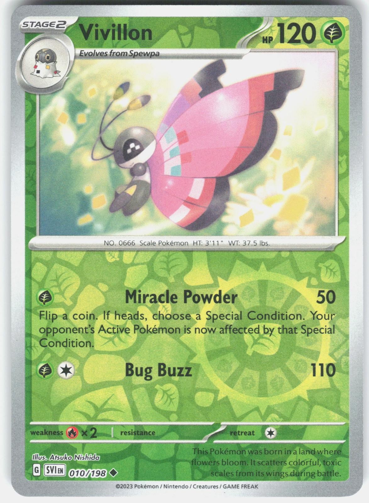 Vivillon 010/198 Uncommon Scarlet & Violet Pokemon Reverse Holo Near Mint
