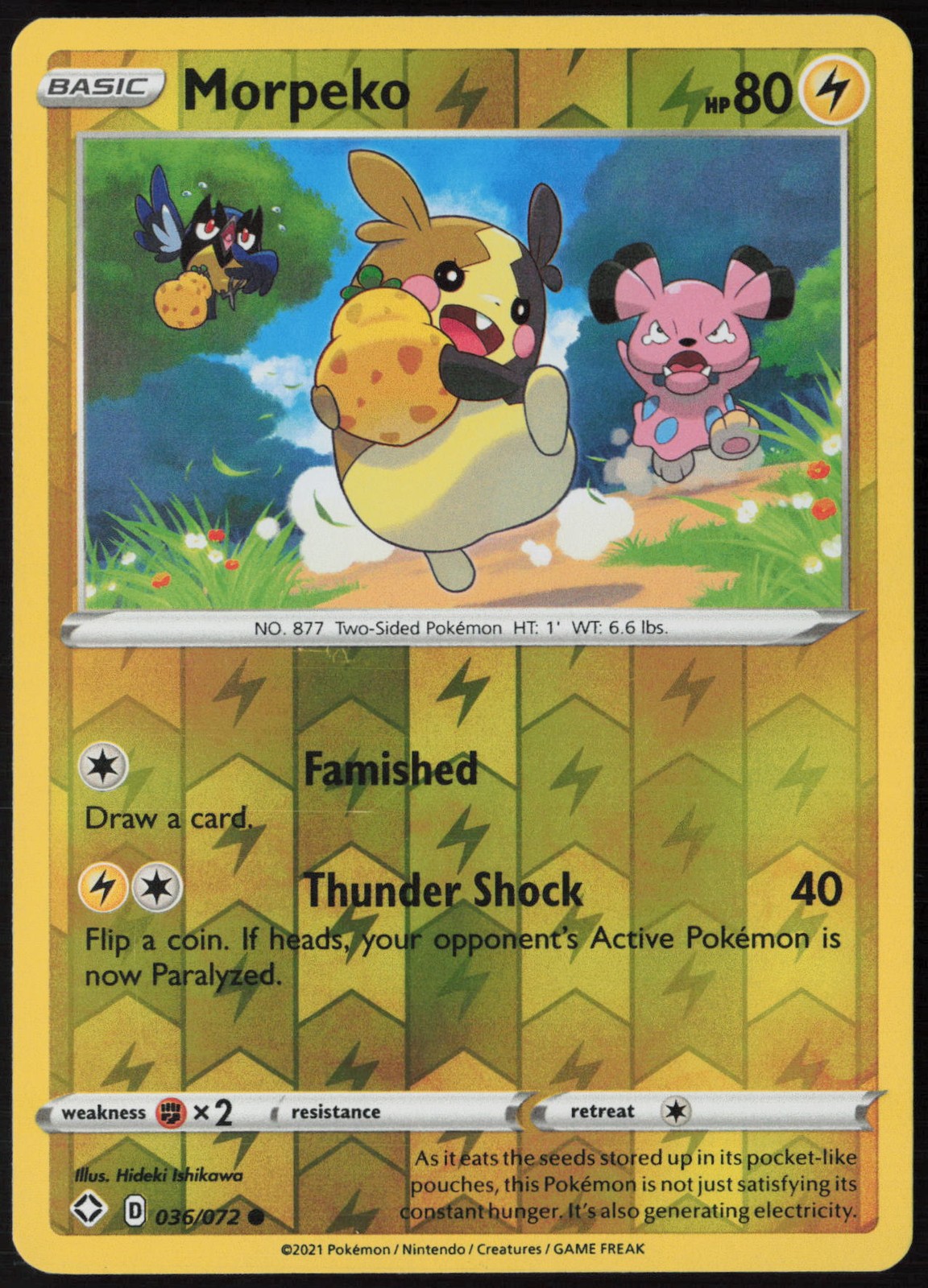 Morpeko (036) Reverse Holo 036/072 Shining Fates NM