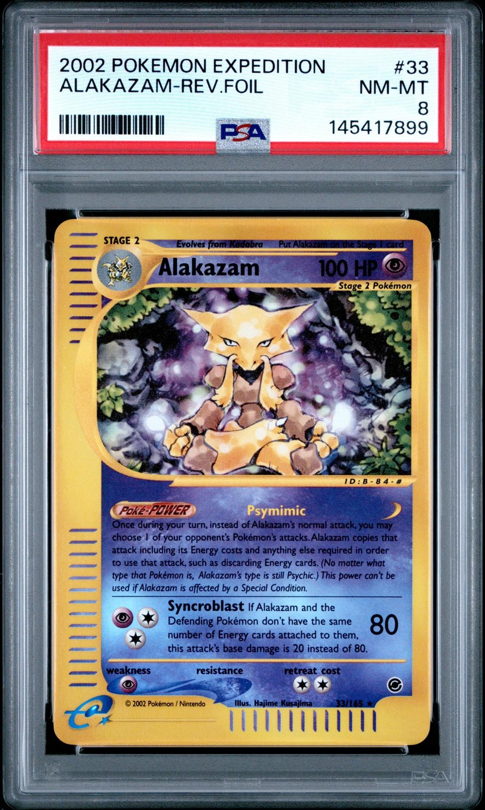 Pokemon Expedition Reverse Holo Foil Alakazam 33/165 PSA 8