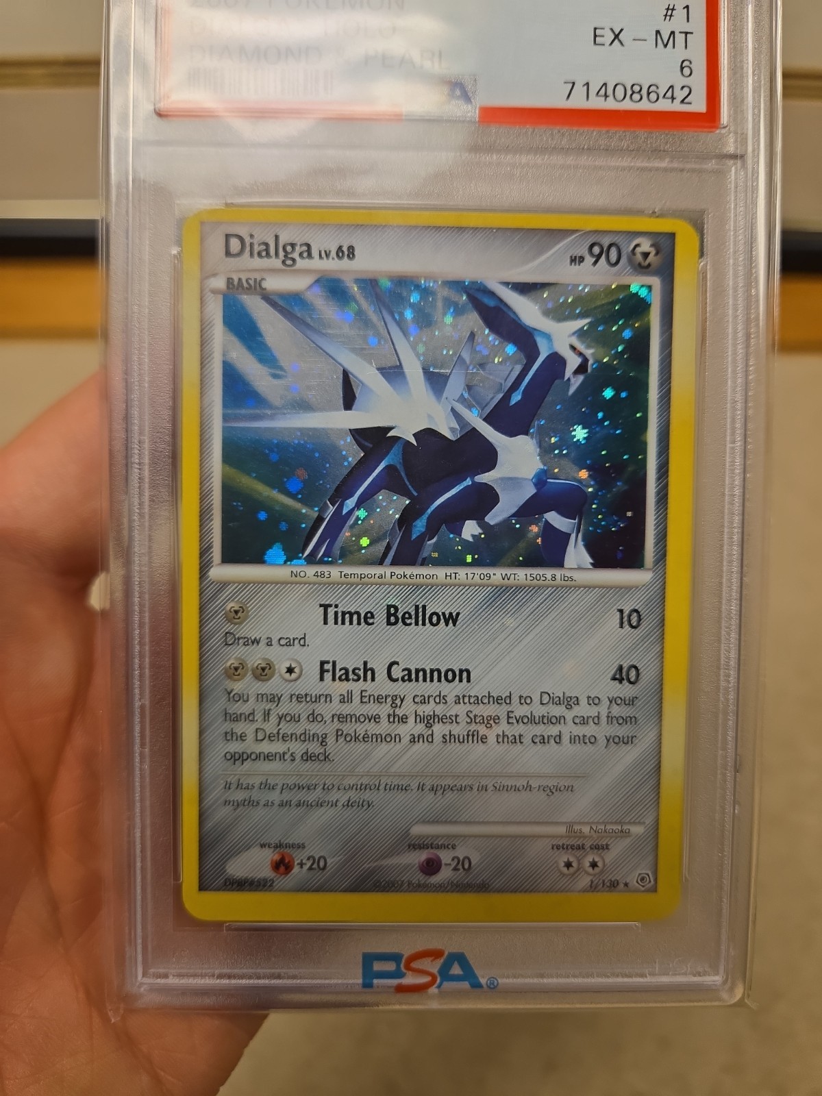 PSA 6 DIALGA #1 Partial SWIRL HOLO 2007 POKEMON DIAMOND & PEARL 1/130 Low Pop
