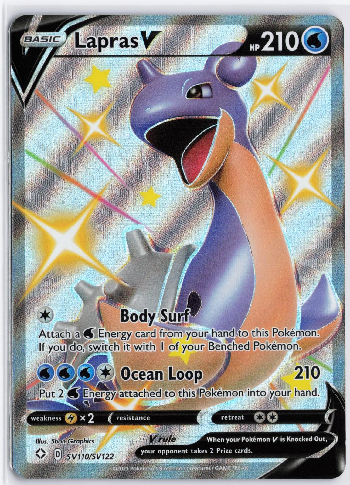 Pokemon TCG Lapras V Shining Fates Shiny Vault SV110/SV122 Holo V Rare Near Mint