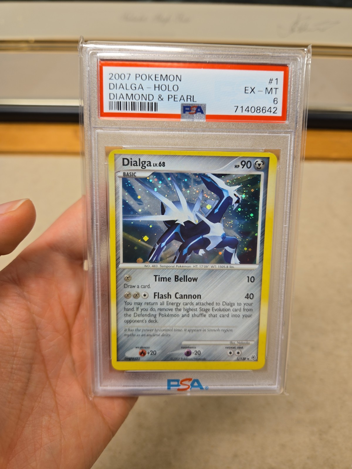 PSA 6 DIALGA #1 Partial SWIRL HOLO 2007 POKEMON DIAMOND & PEARL 1/130 Low Pop