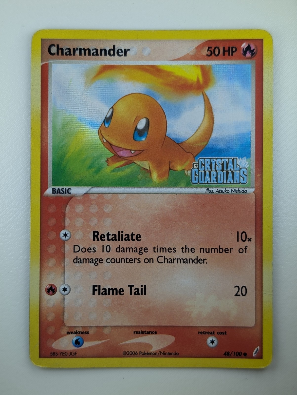 Damaged 2006 Pokemon EX Crystal Guardians Charmander 48/100 Common Reverse Holo
