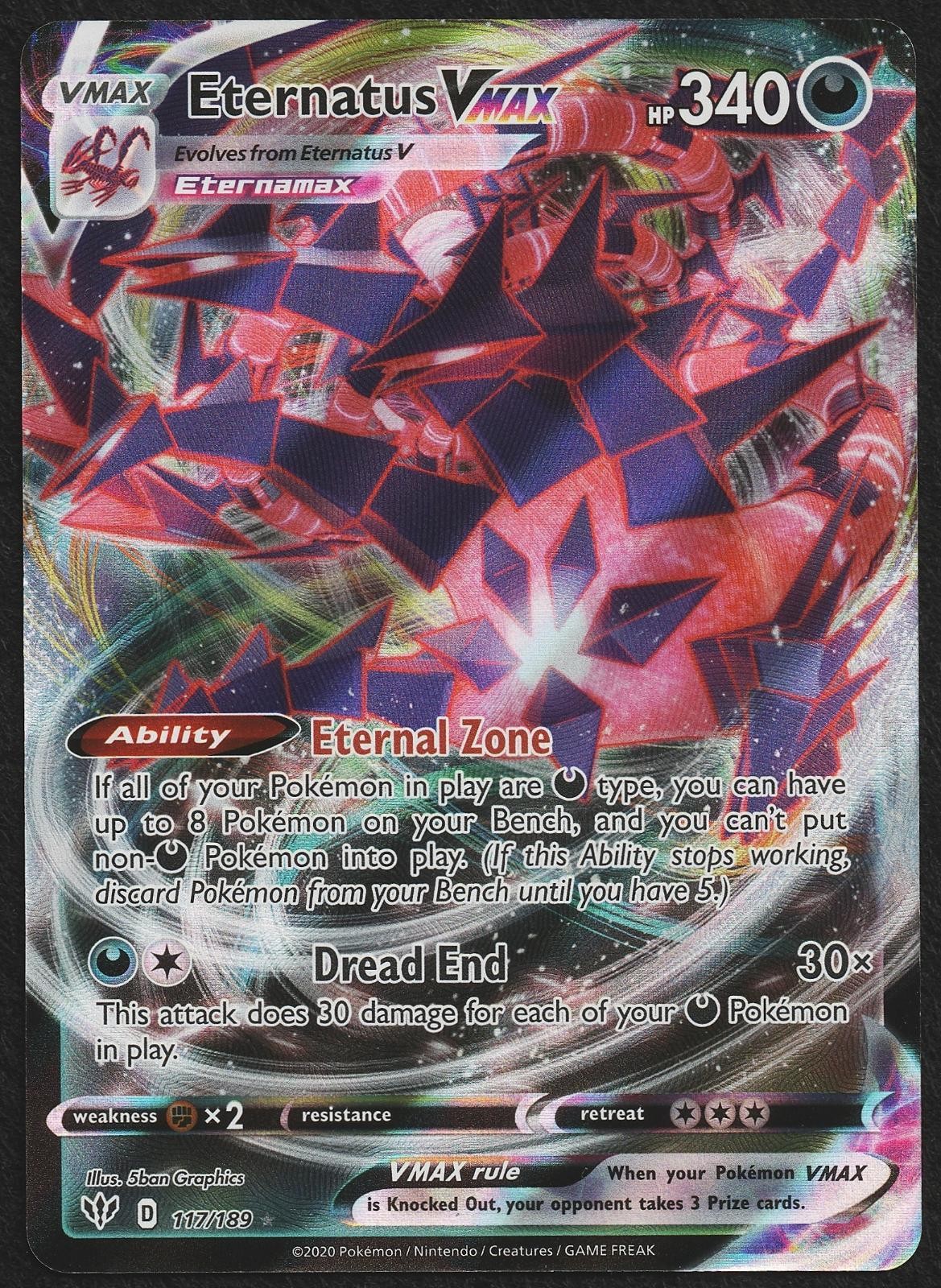 Eternatus VMAX 117/189 Holo VMAX Rare Darkness Ablaze Pokemon Near Mint