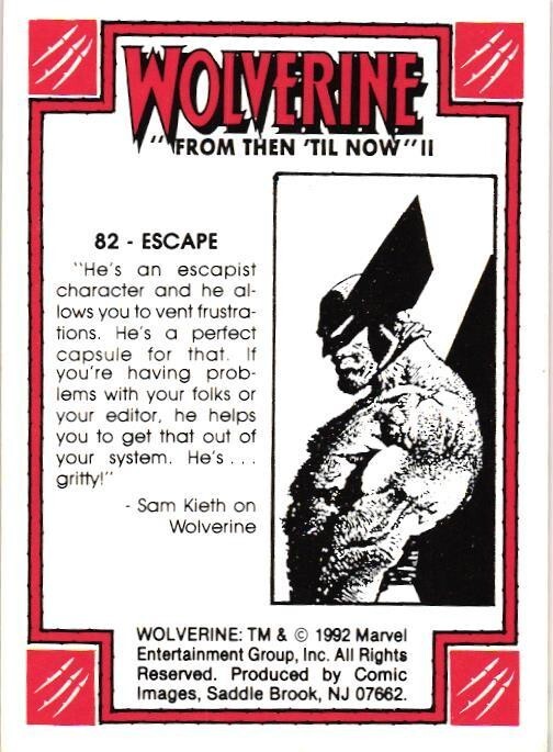#82 Wolverine 1992 Comic Images Wolverine From Then ‘Til Now II X-Men Card