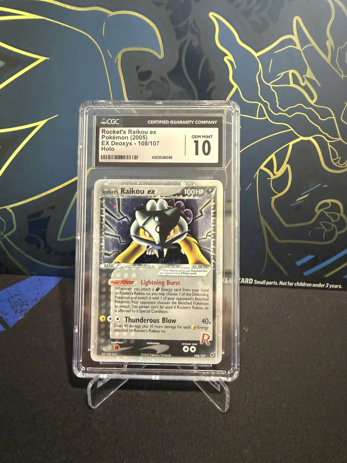POKEMON TCG 2005 ROCKET’S RAIKOU EX 108/107 HOLO EX DEOXYS CGC 10 GEM MINT POP71